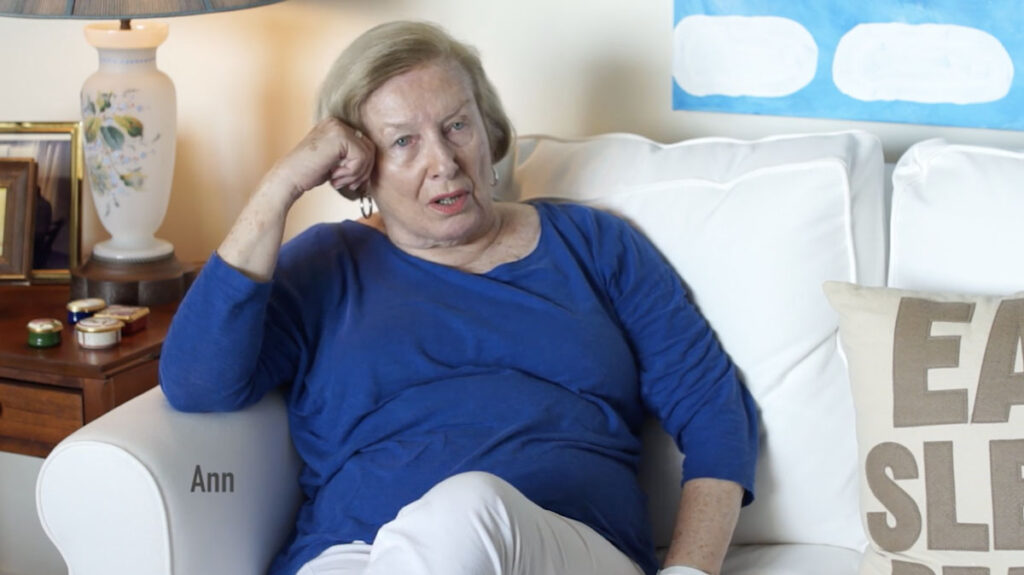 senior woman in blue