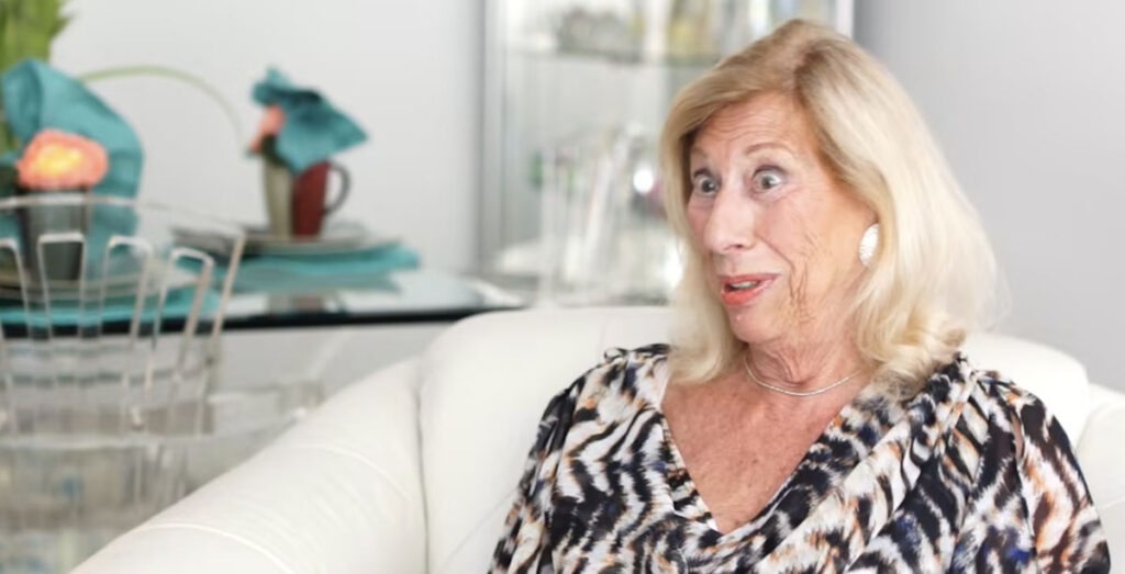 senior woman in animal print