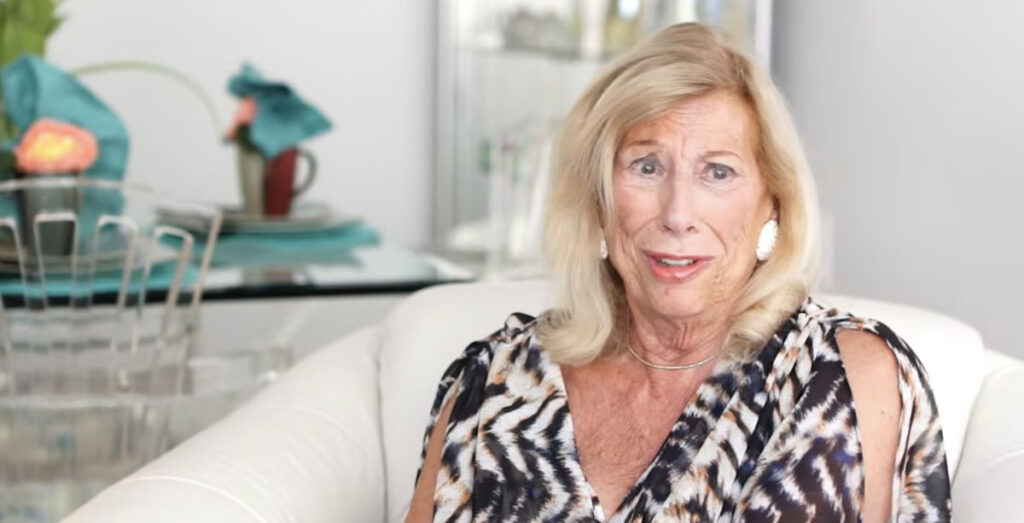 senior woman in animal print