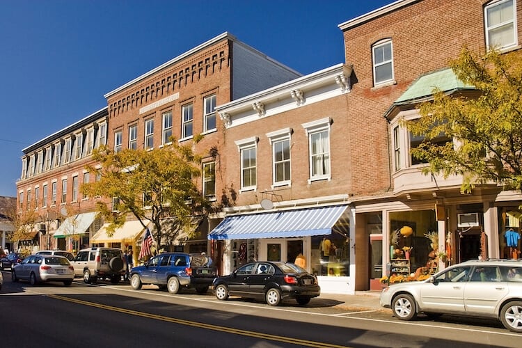 Storefronts in East Windsor, New Jersey.