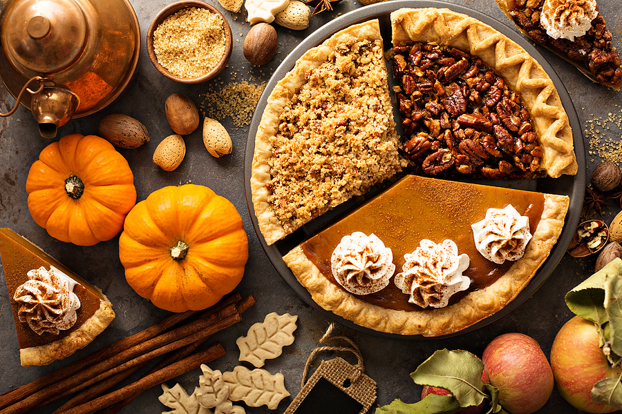An overhead shot of fall desserts.